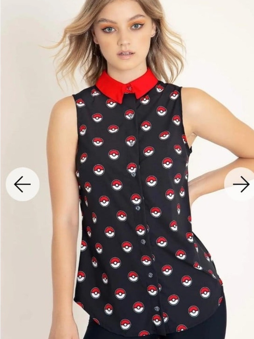 Museum Blackmilk Poké Ball Business Time Sleeveless Pokémon Button-Down Shirt